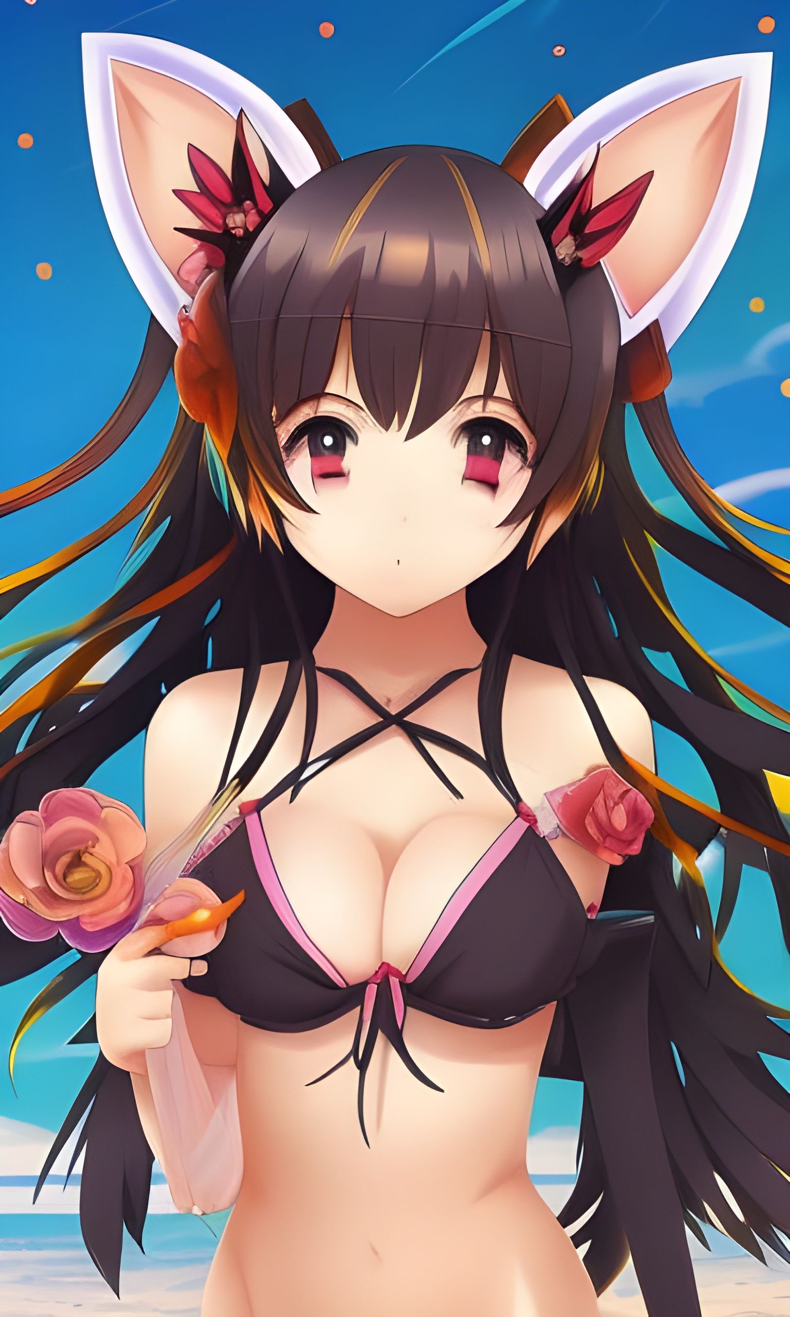 Anime girl on the beach