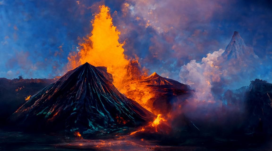 Interdimensional Volcano in Lomochrome Blue Hues