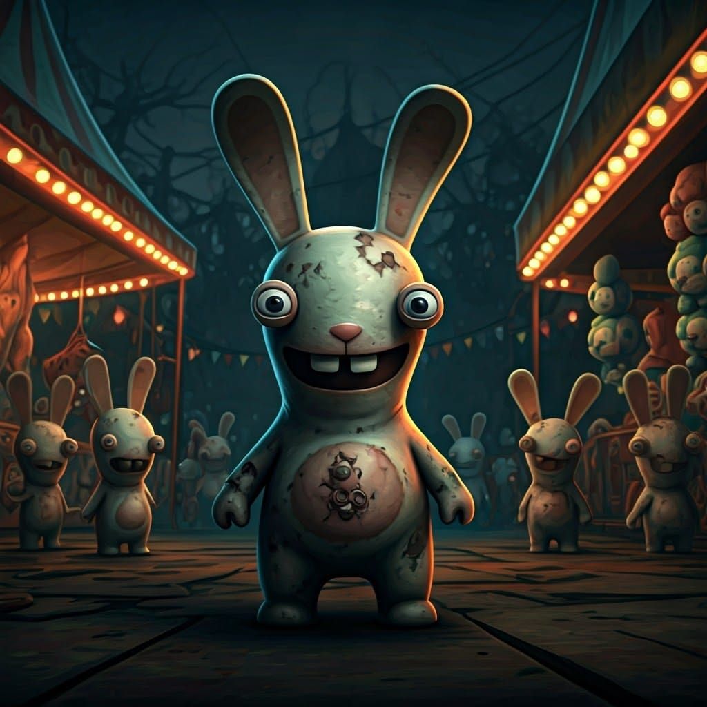 Creepy Cute Rabbids in Abandoned Carnival