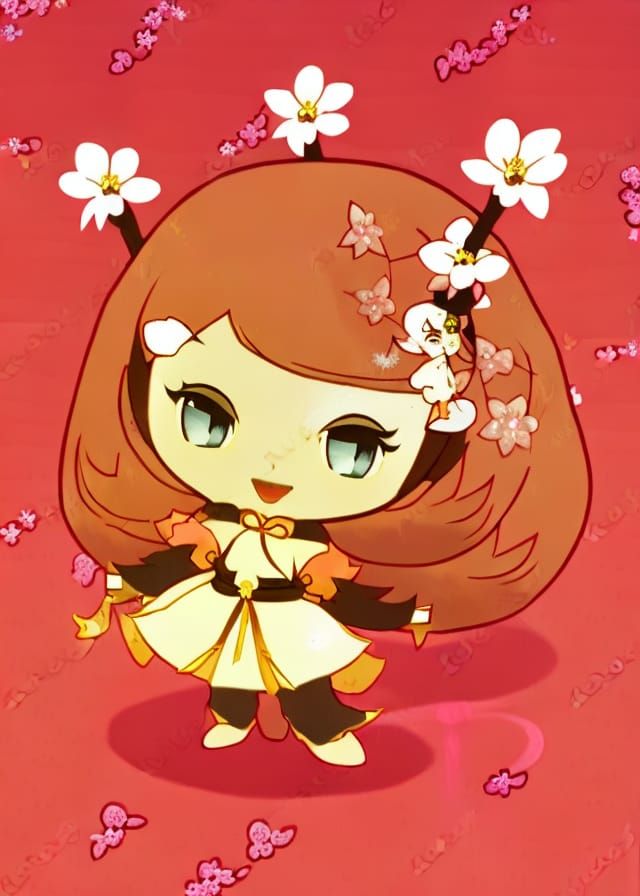 Kumiho chibi with cherry blossom tree