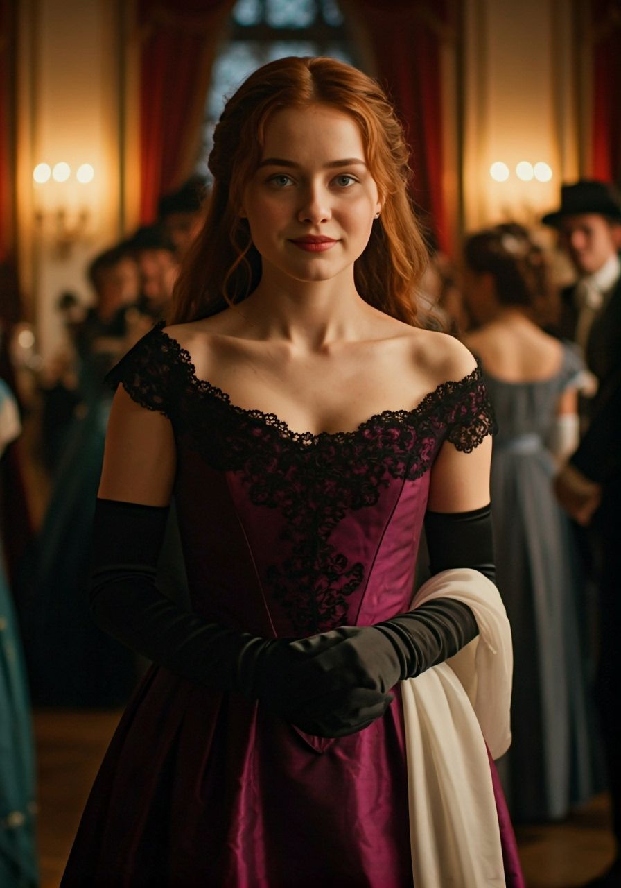 Elegant 18th Century Ballerina in Candlelit Ballroom