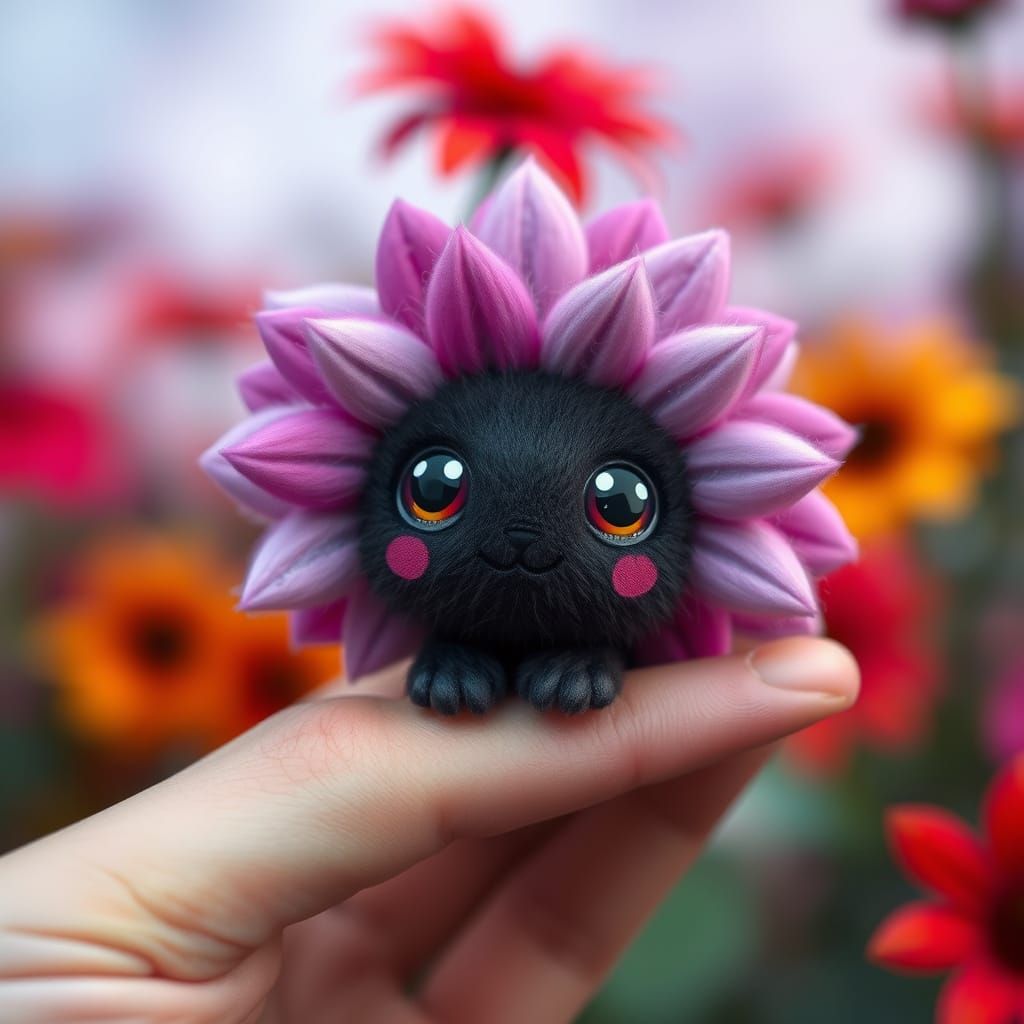 Gentle Ombre Sunflower Creature with a Smile