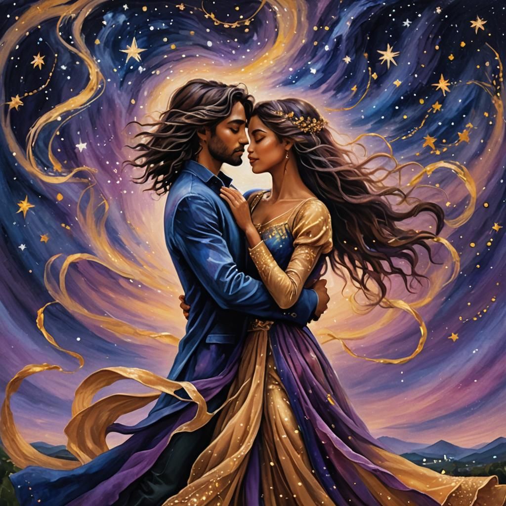 Lovers Dancing Under the Stars in Fantasy Art