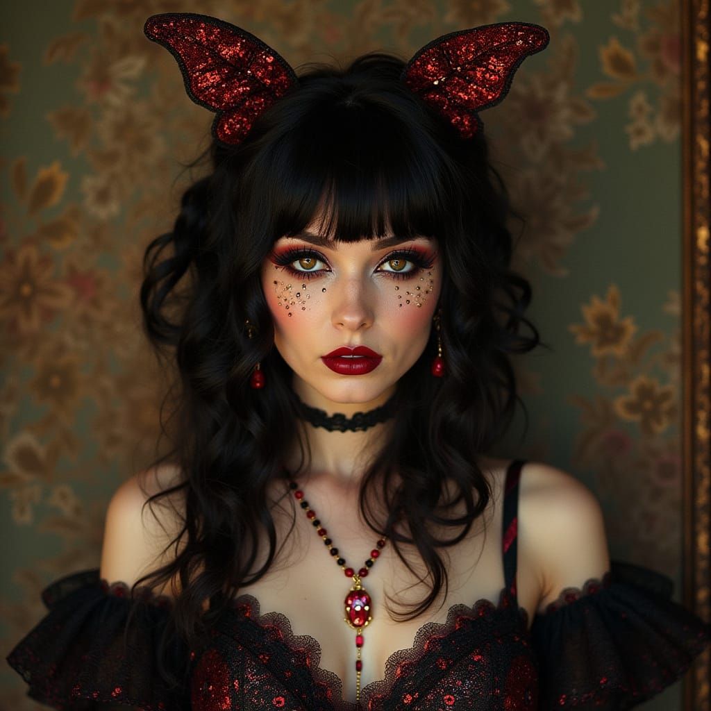 Goth Emo Burlesque Glitter Butterfly