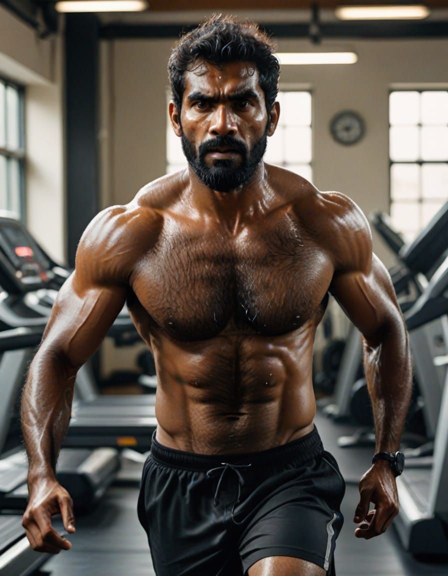 Sri Lankan Gym Athlete in Treadmill Workout