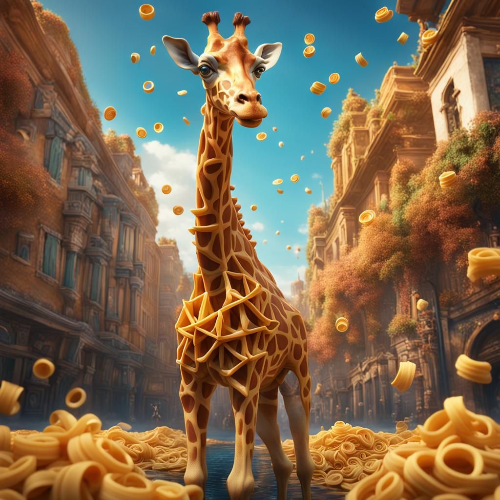 Giraffe Made of Pasta: Detailed Fantasy Art
