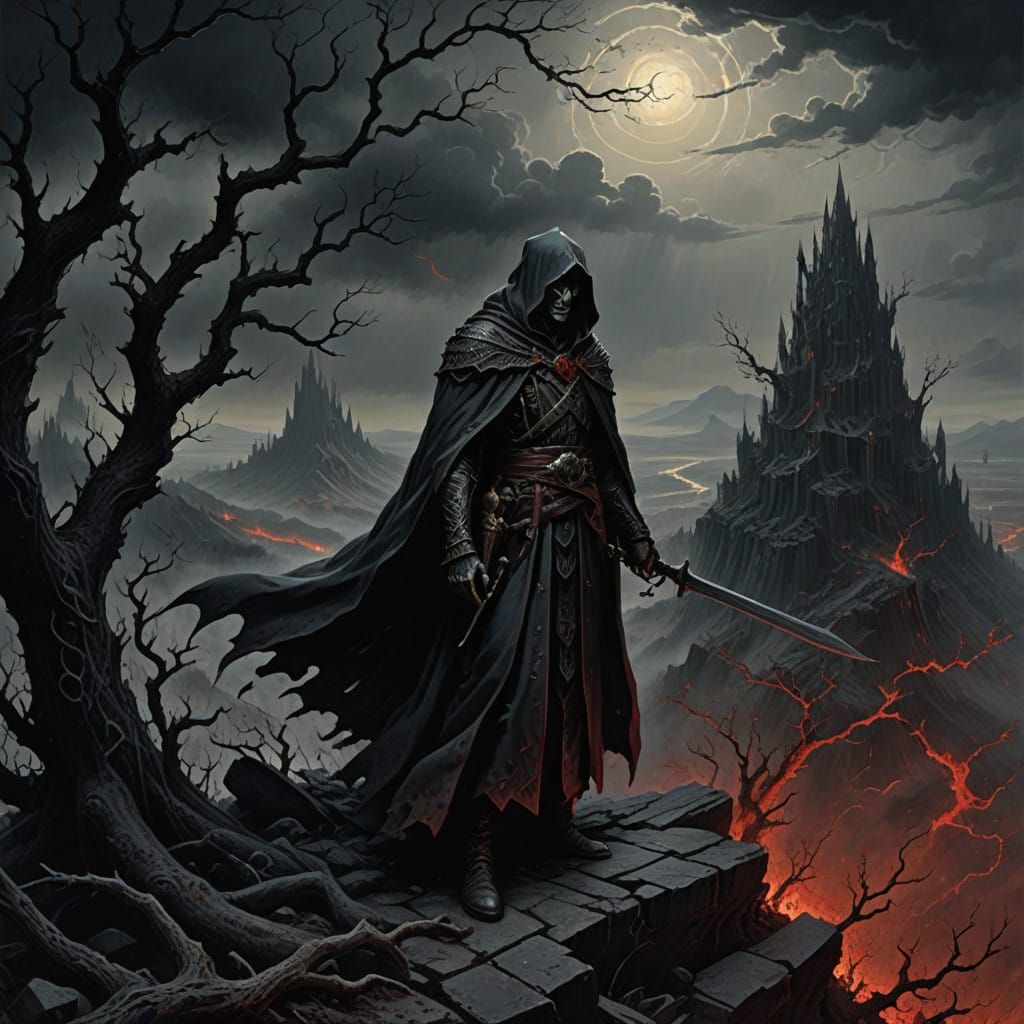 Dark Elf Sorcerer Conjures Vortex Amidst Twisted Trees