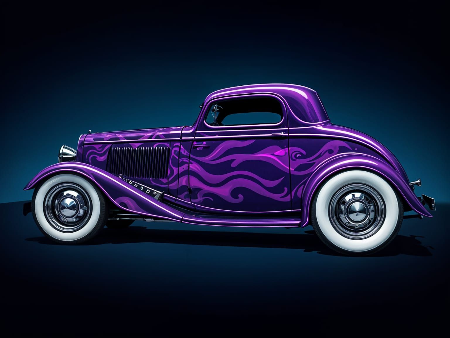 Vibrant Custom Hot Rod in Deep Purple, Inspired by Frank Fra...