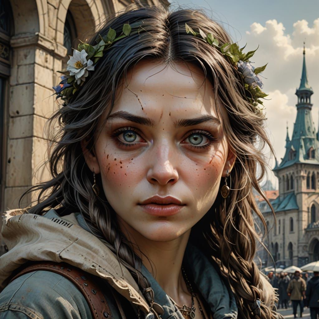 Bulgarian Beauty in Sofia: Ink Painting Style