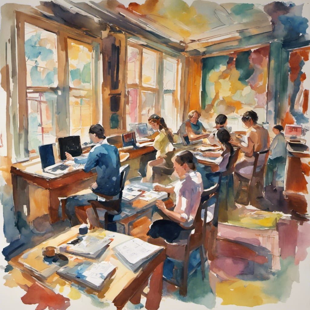 Futuristic Classroom in Gouache Style