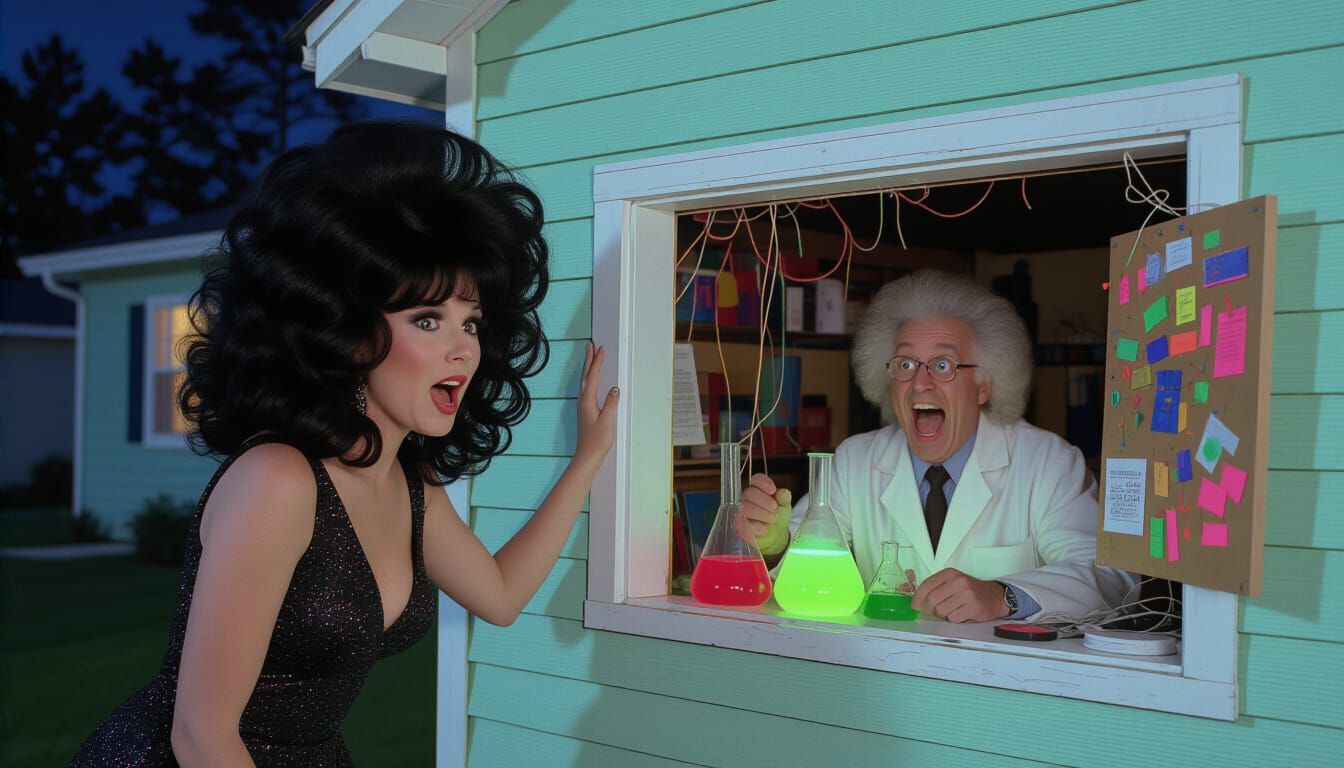 Astonished Woman Peeks at Mad Scientist: VHS Film