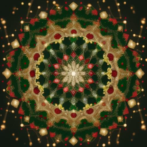 Festive Christmas Mandala in Professional Photography Style