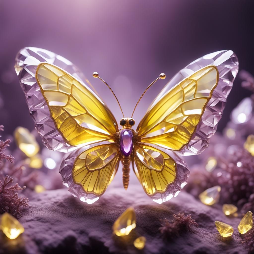 Crystalline Butterfly: Minimal Ethereal Art