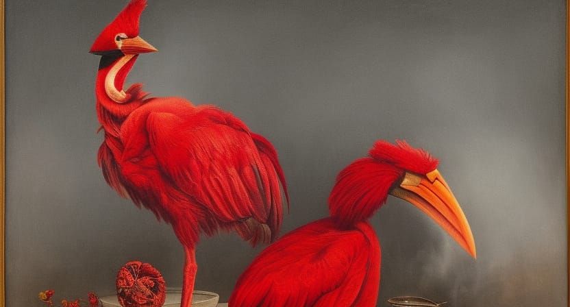 Red Shoebill storks are not aware of their odd appearance.