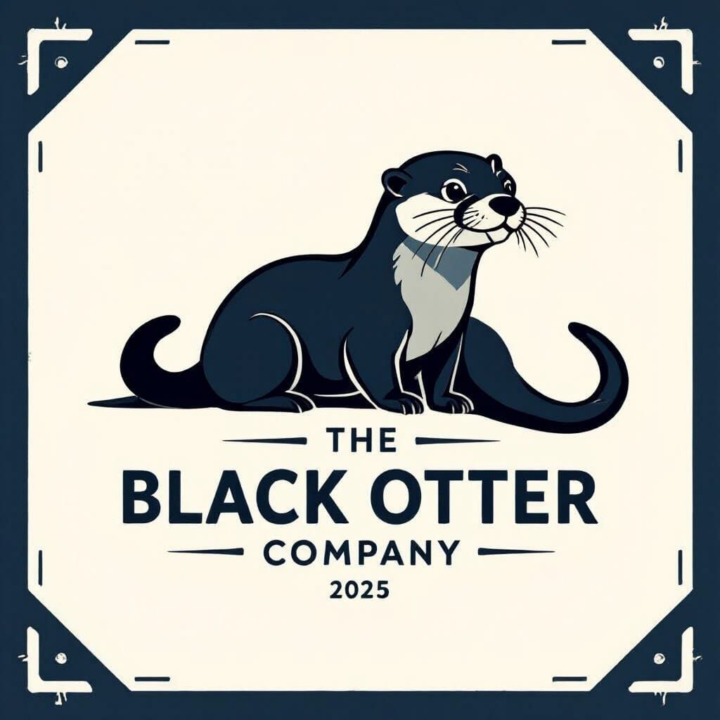 The Black Otter Company Logo: Stylized Otter Emblem
