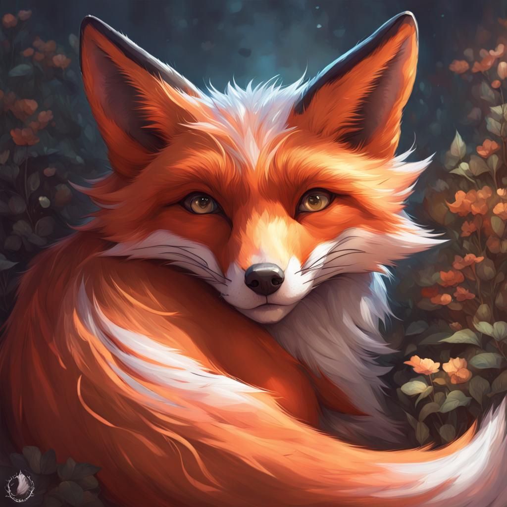 Fox Mother Portrait in Hyperdetailed Style