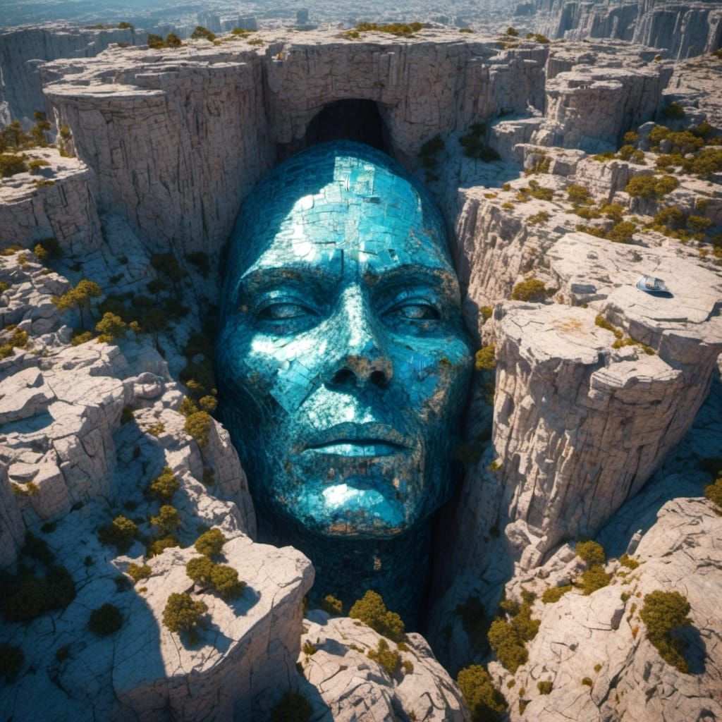 Cyberpunk Cliff Face Overlooking Futuristic City