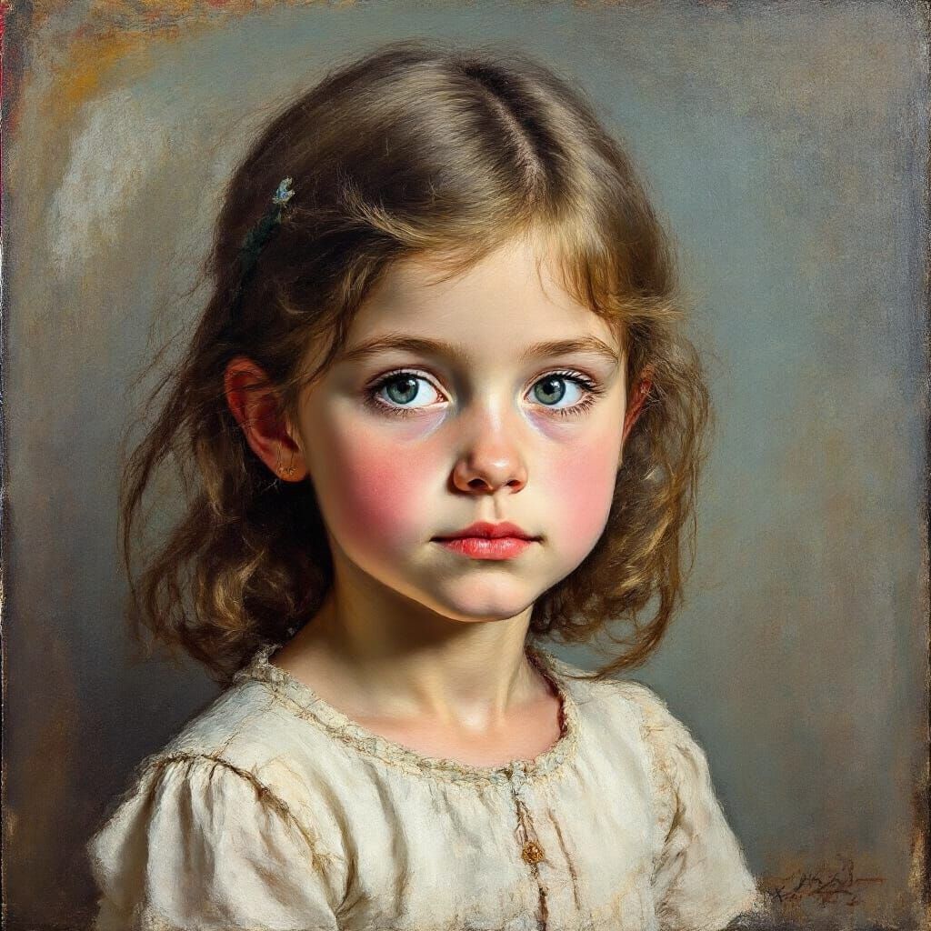 Abstract Portrait of Girl in Pollock Style