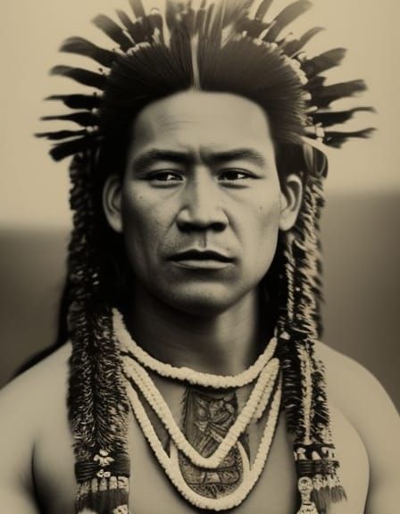 Polynesian Chief Portrait in Digital Matte Painting Style
