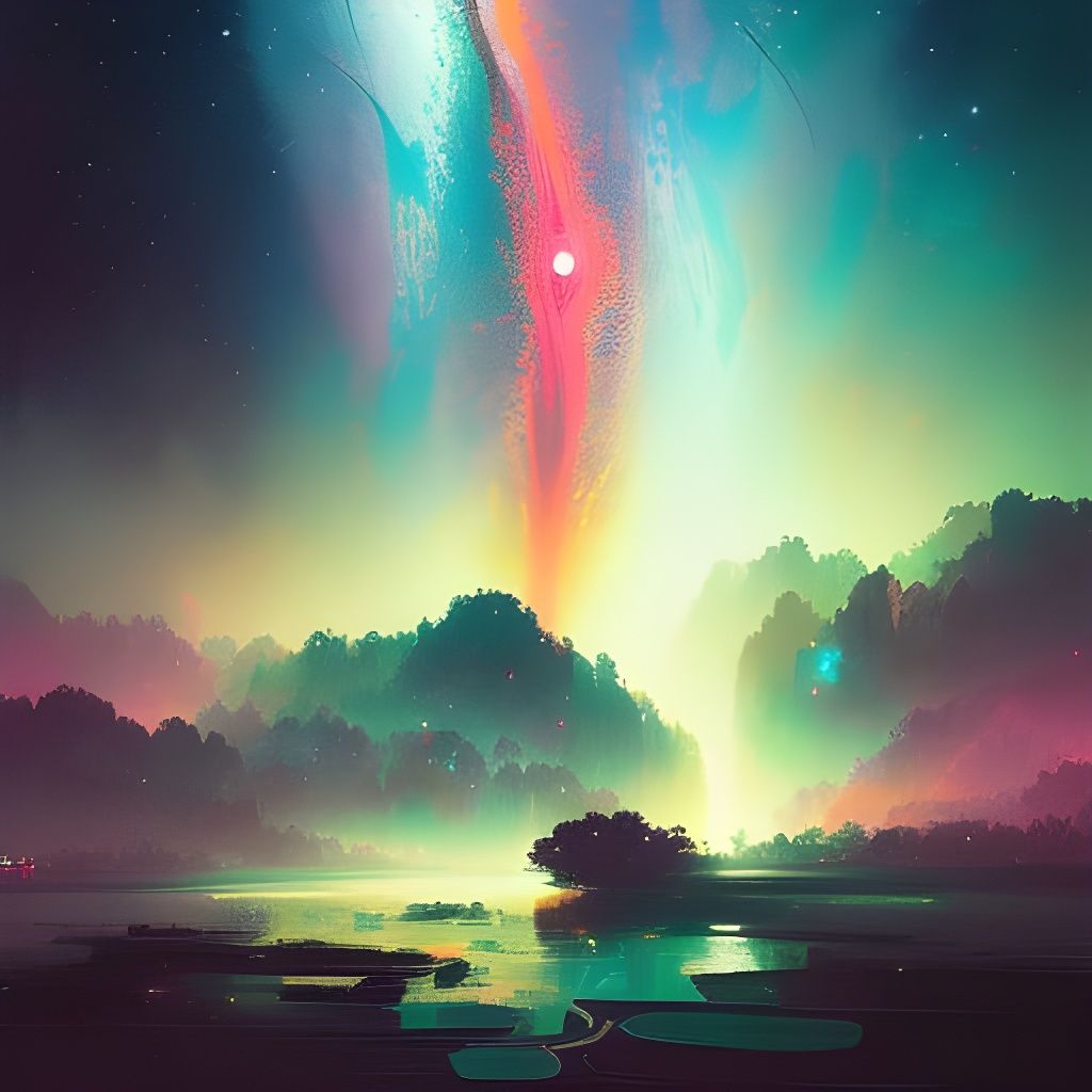 Night Sky Milky Way in Deep Color Fantasy Art