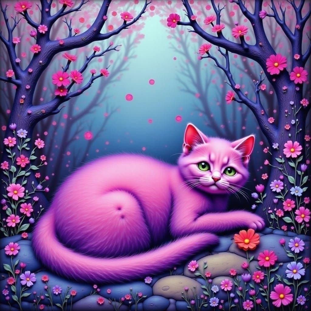 Pastel Feline Goddess in a Cosmic Environment