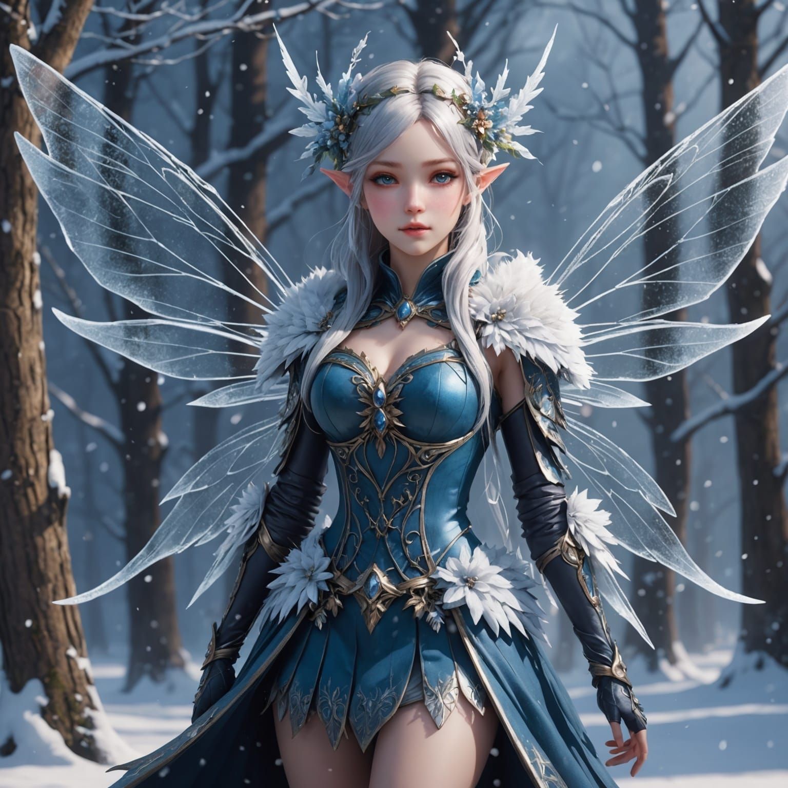 Anime Winter Fairy Concept Art in 8k