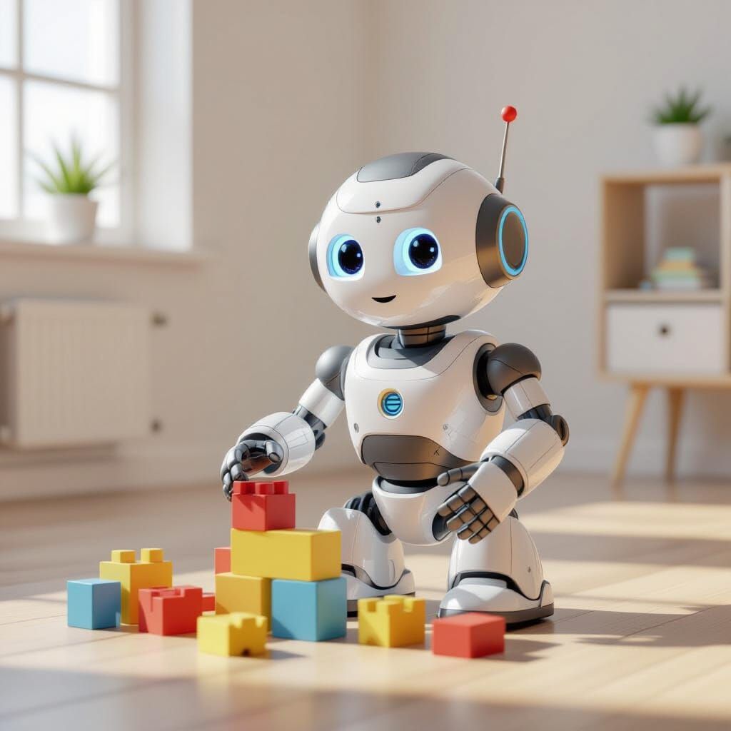 Friendly Robot Plays with Colorful Building Blocks