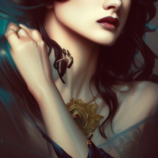 Gothic Woman Portrait in Digital Art Style