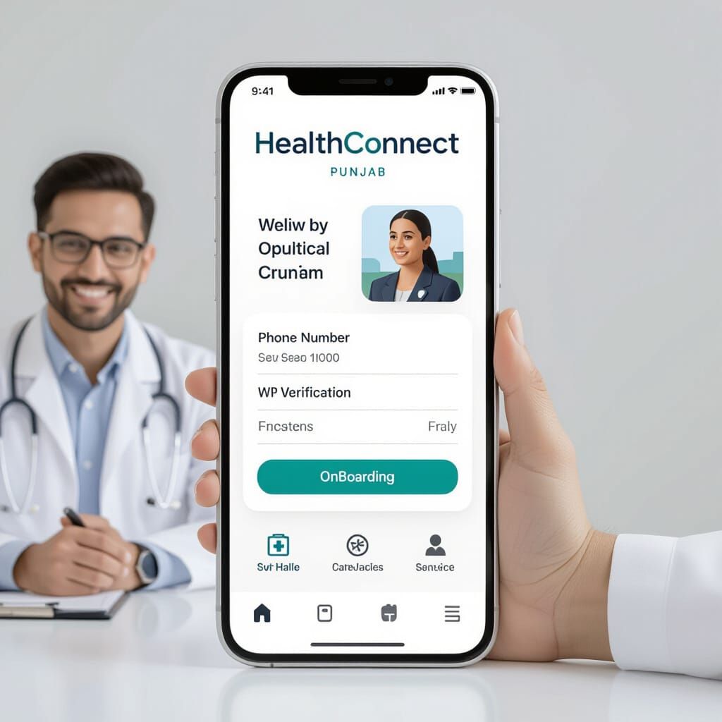Rural Telemedicine App UI: HealthConnect Punjab Login