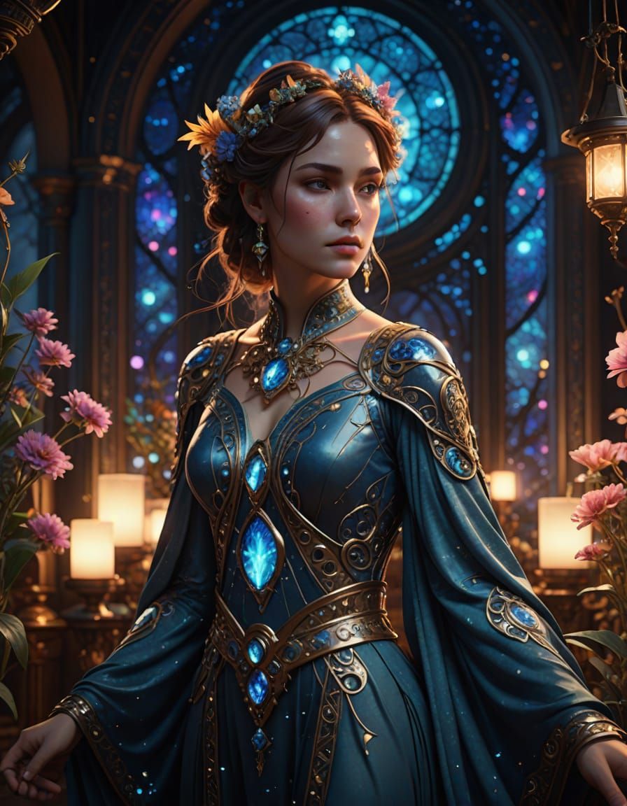 Ethereal Seamstress Atelier in Art Nouveau Style