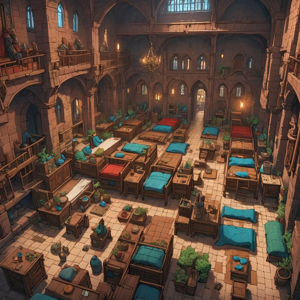 Redwall Infirmary: Detailed Matte Painting of Woodlanders