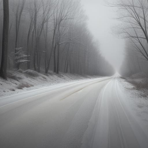 Snowy Country Road in Winter Watercolor