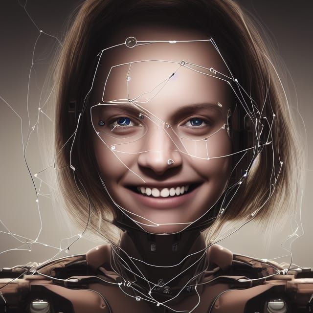 Biopunk Portrait: Girl with Robotic Wiring