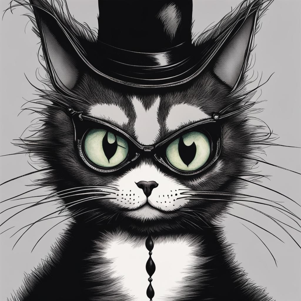 A Cat in Tim Burton's Distinctive Style