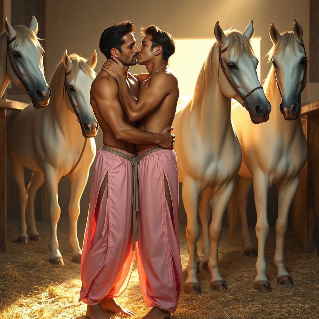 Intimate Embrace: Two Indian Men in Golden Light
