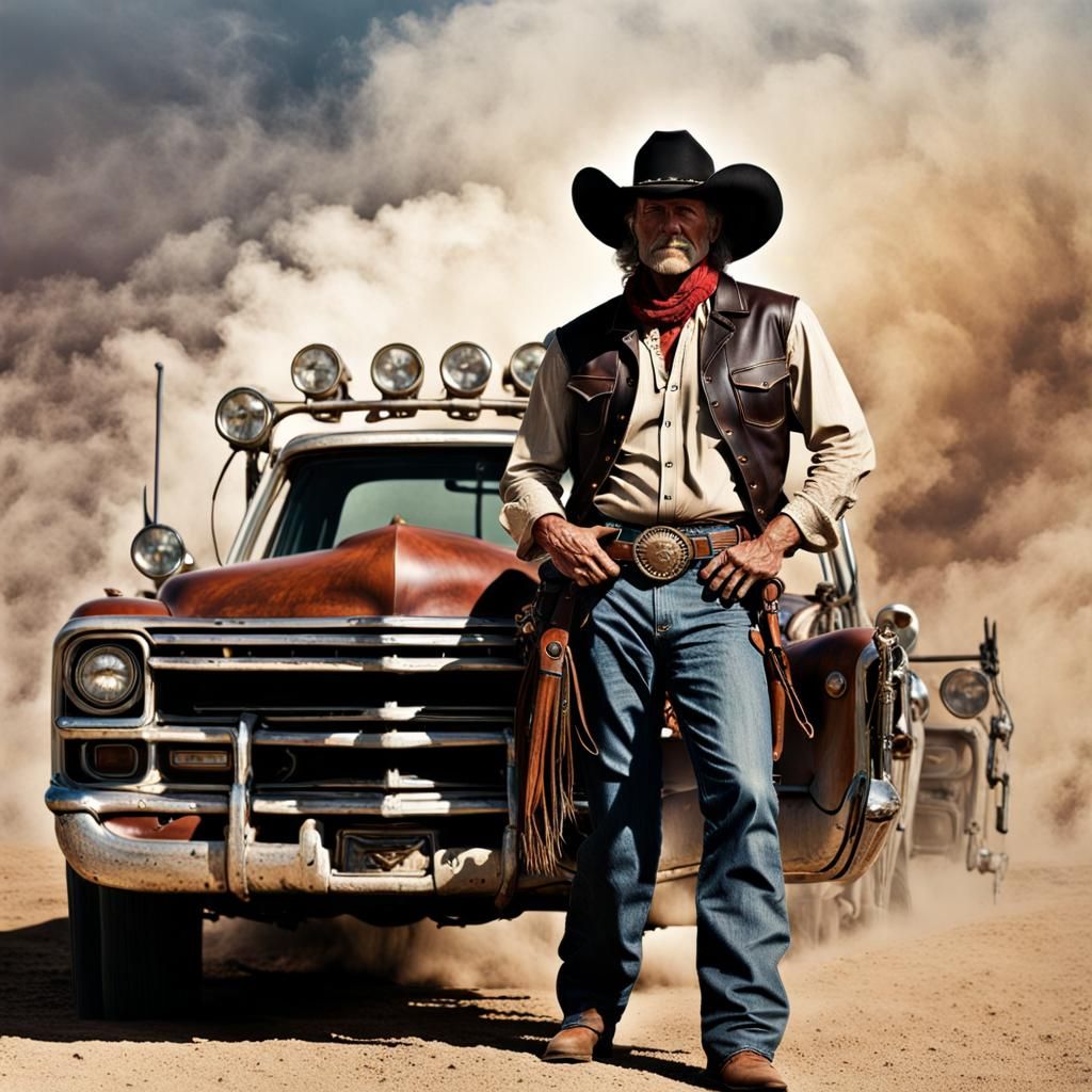 A Cowboy's Solitude: Western Sunset Scene