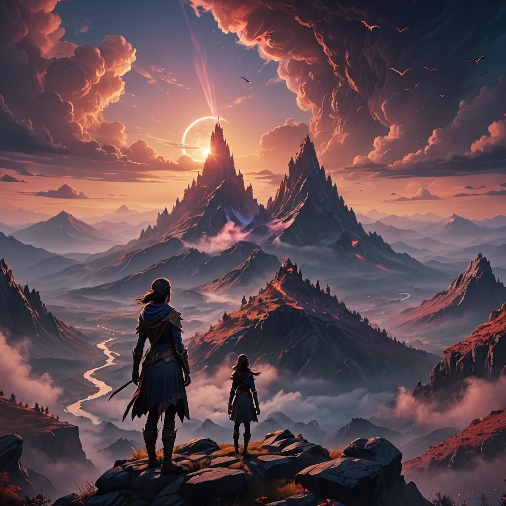 Fantasy Girl on Mountain in Cinematic Unreal Engine Art