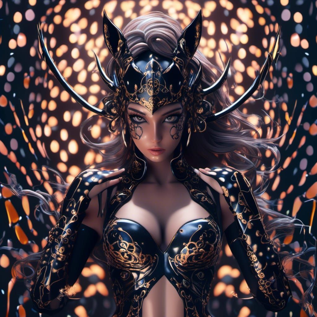 Latex Ponygirl with Dappled Spots and Hoofboots