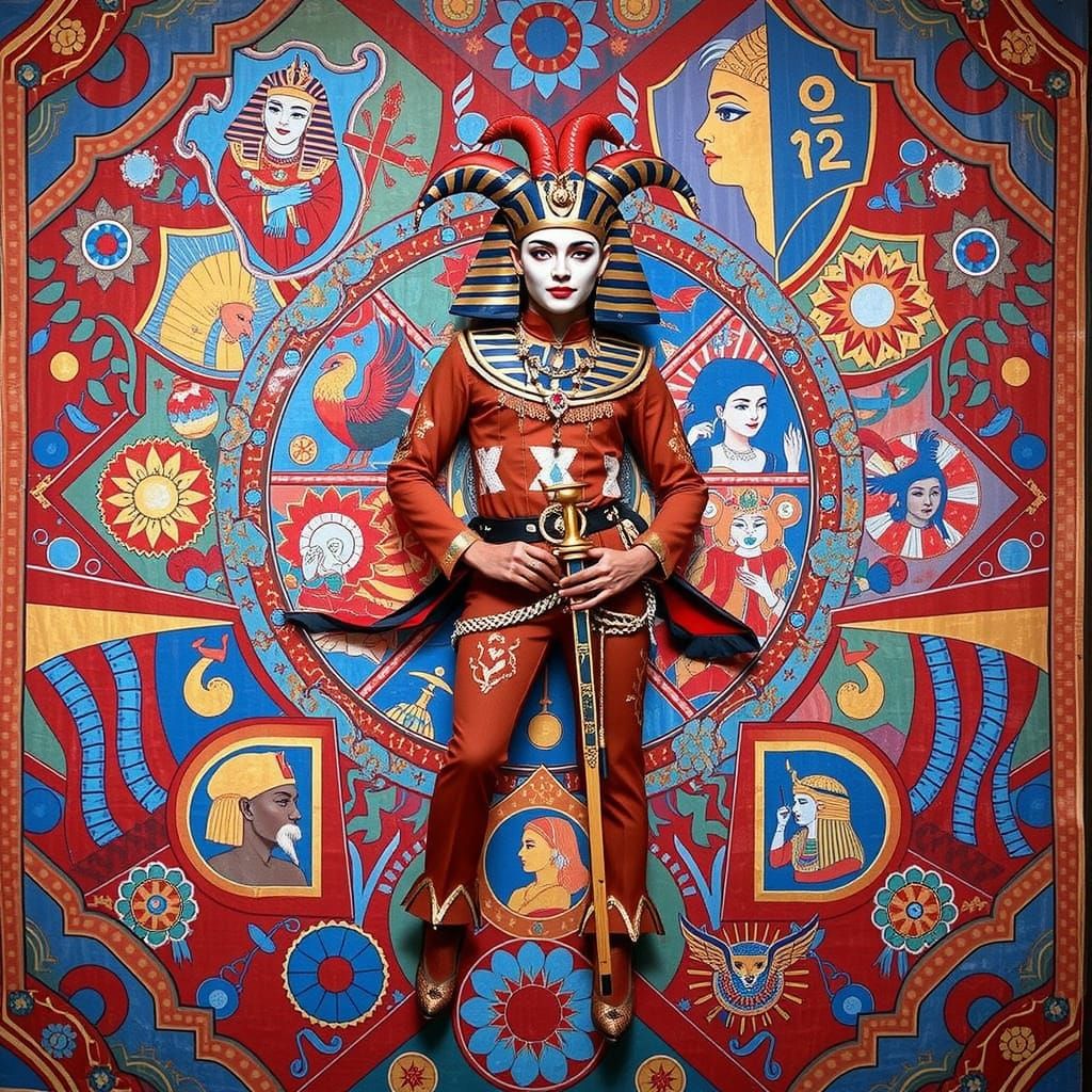 Harlequin, Geisha, and Tutankhamun in Photorealistic Detail