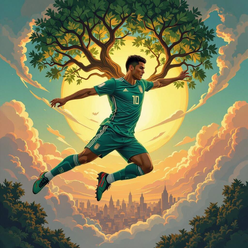 Cristiano Ronaldo as a Tree in Flight