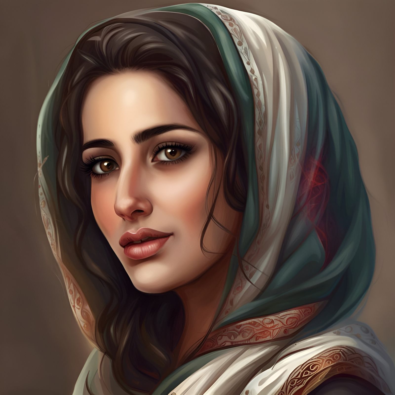 Realistic Portrait of a Beautiful Syrian Woman