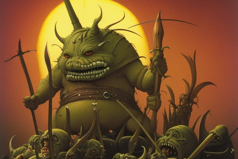 Goblin with Battle Axe in Fantasy Art Style