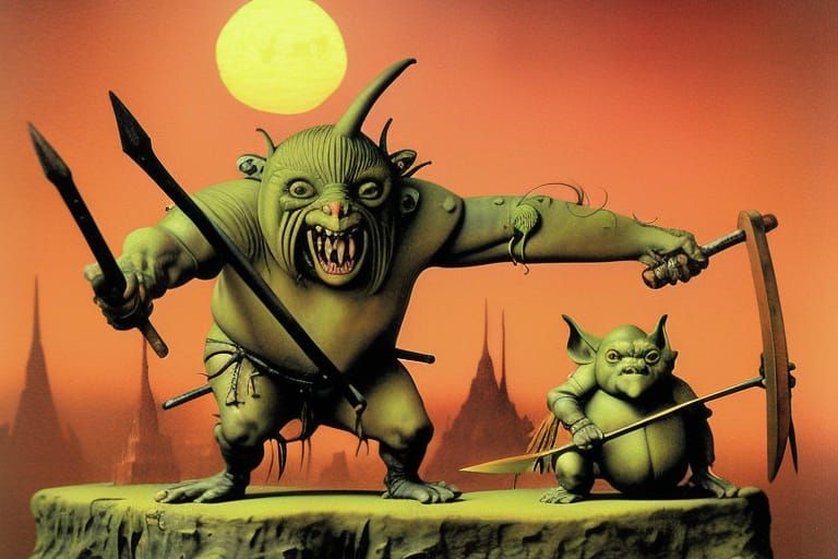 Fat Goblin with Battle Axe Inspired by Bosch