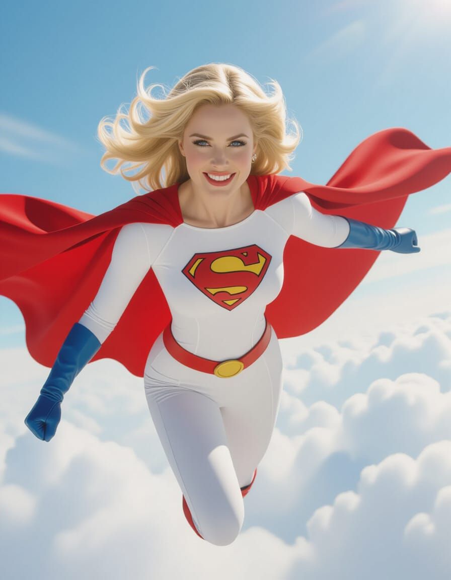 Powergirl Cosplay in 90s Style With Cape and Leotard