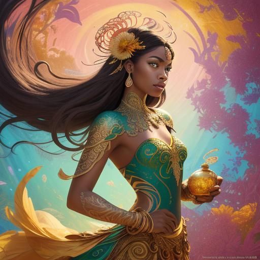 Dragon Peacock Woman in Abstract Expressionism