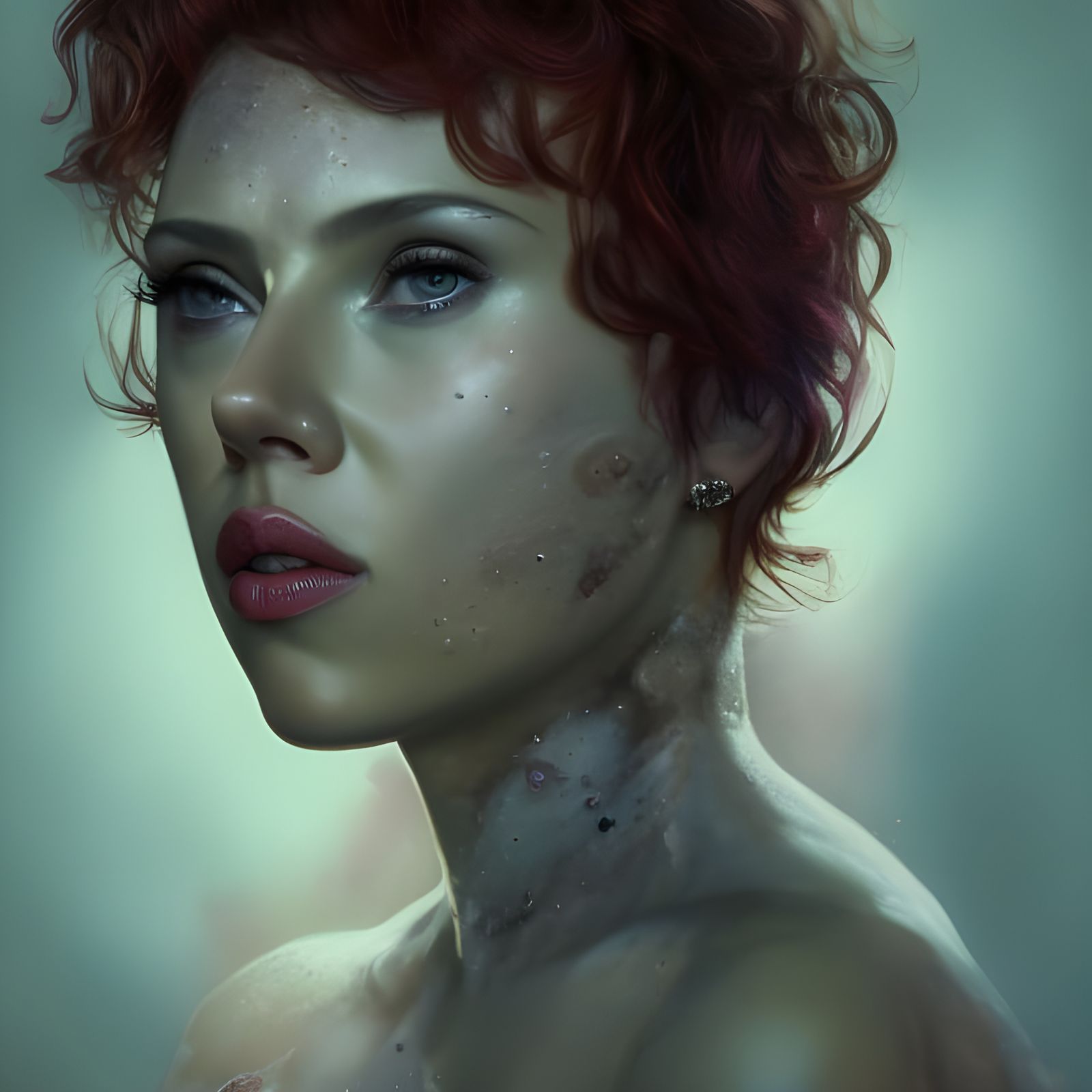 Jeweled Portrait in Metallic Ink, Hyperdetailed Art