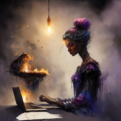 Lonely Light on Induction Stove, Digital Matte Painting