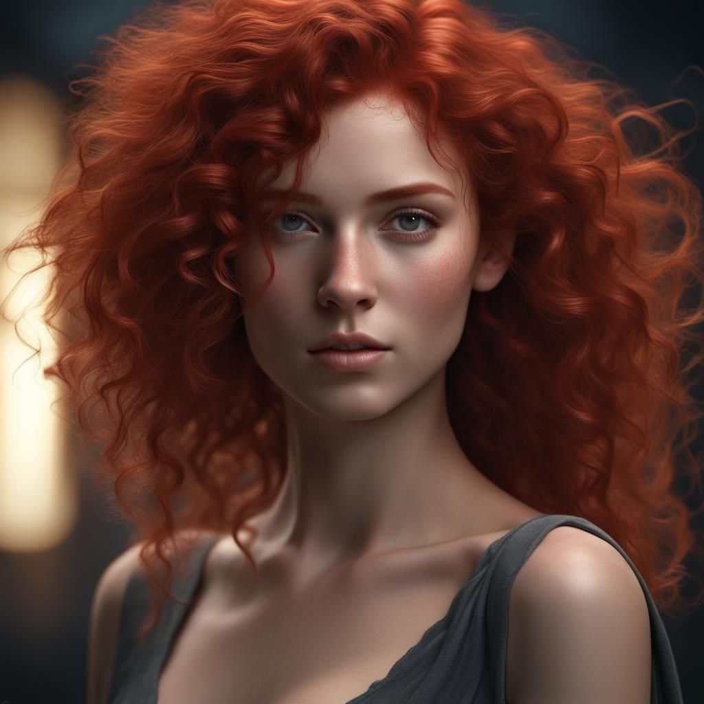 Hyperdetailed Portrait of a Red-Haired Teenager