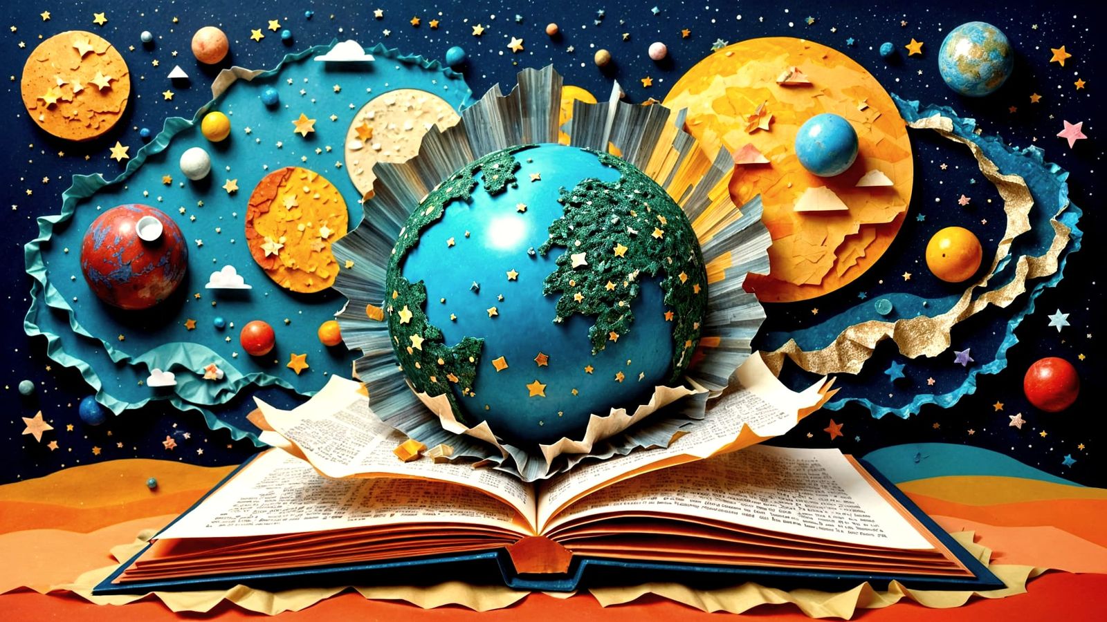 Papier-mâché Earth Piñata Explodes from Solar System Book