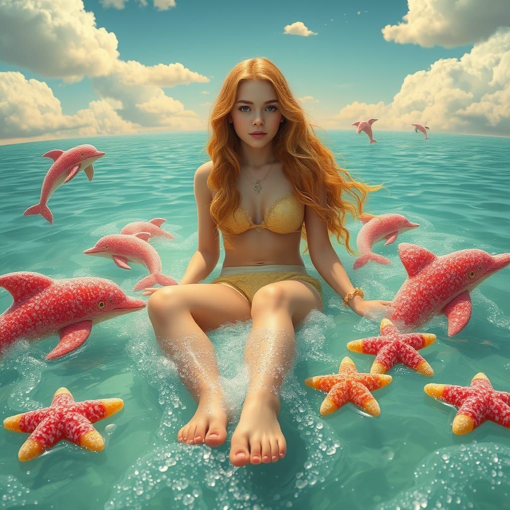 Dreamlike Soda Sea with Candy Creatures